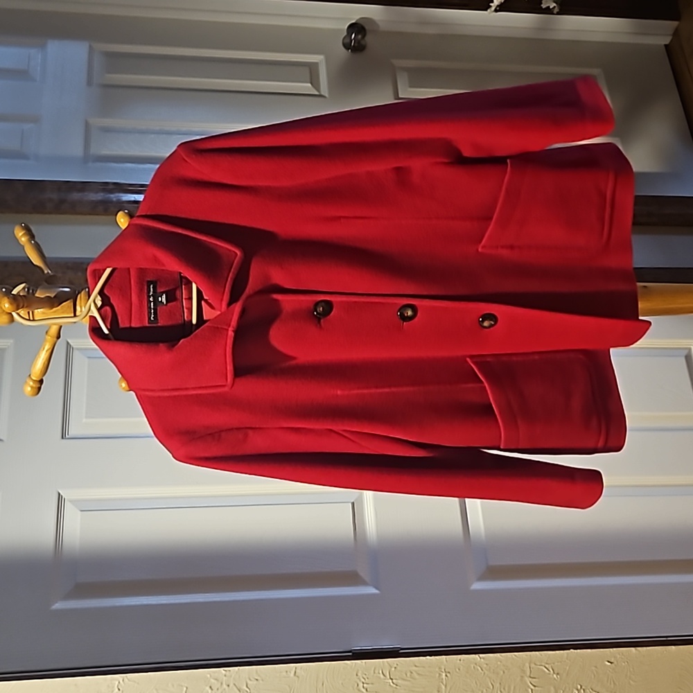 Red, wool peacoat